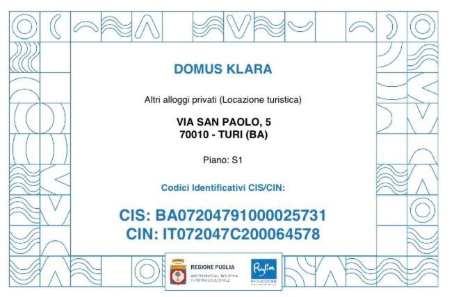 Bed and Breakfast Domus Klara Тури Экстерьер фото